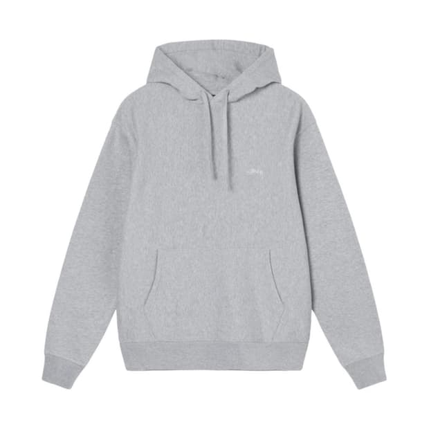 스투시 오버다이드 스무스 스탁 로고 후드 그레이 헤더 M