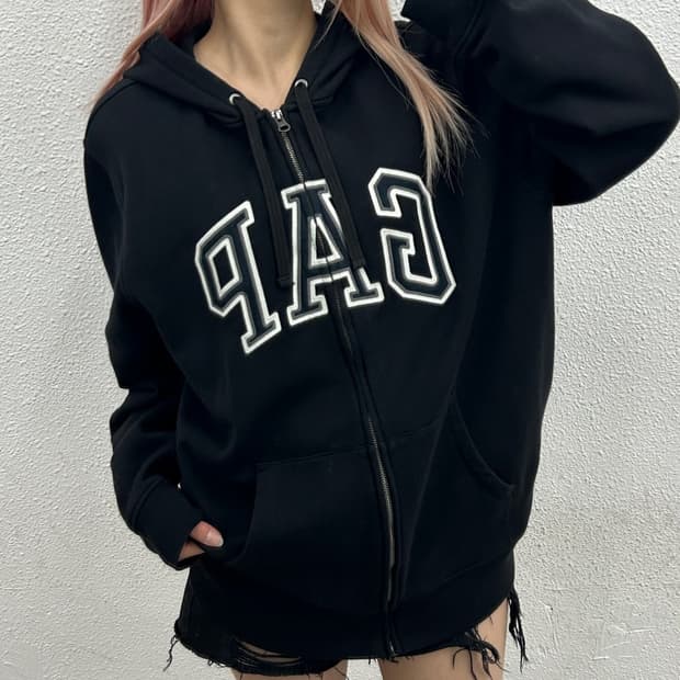 갭 블랙 후드 집업 XL