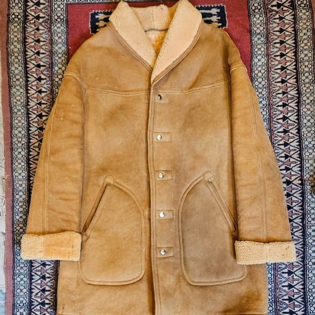 60s 빈티지 양털 레더 카코트