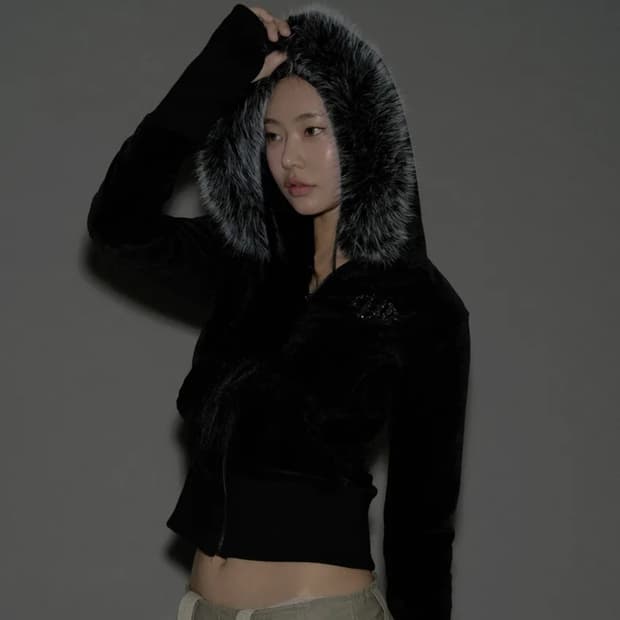 플리즈노팔로우 Mari Fur Hoodie Jacket