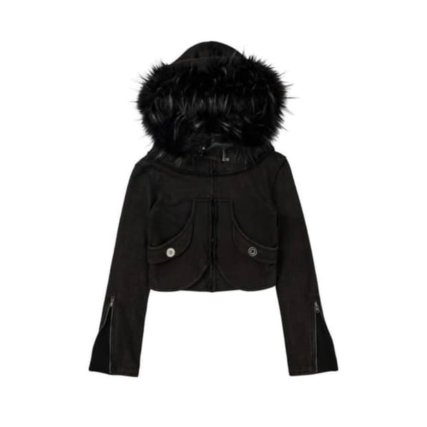 보니엔키 Distressed Seam Fur Hood 1size