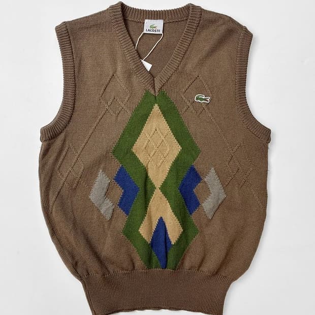 라코스테 90s 재팬 아가일 울 니트 베스트 PN5131