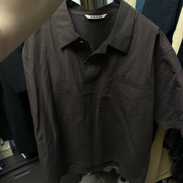 (4)오라리 린넨 반팔 셔츠 브라운