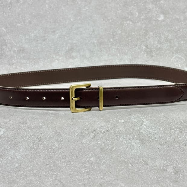 Oribell 새틴 골드 버클 이탈리아 소가죽 베이직 벨트