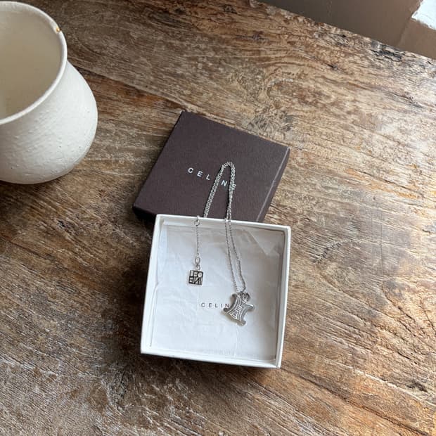 셀린느 트리오페 목걸이 실버