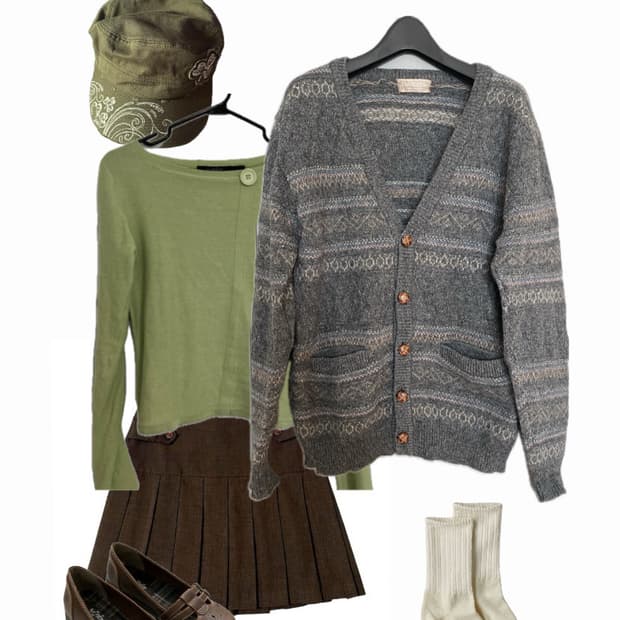 🍈차콜 메론빵 가디건