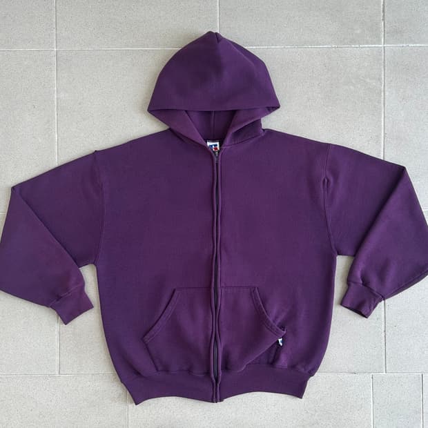 90s 빈티지 러셀 후드집업 퍼플 L USA