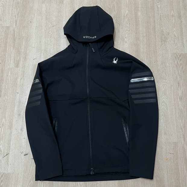 스파이더 기능성 사선 완장 후드 기모 져지 트랙탑 [블랙] XL/105