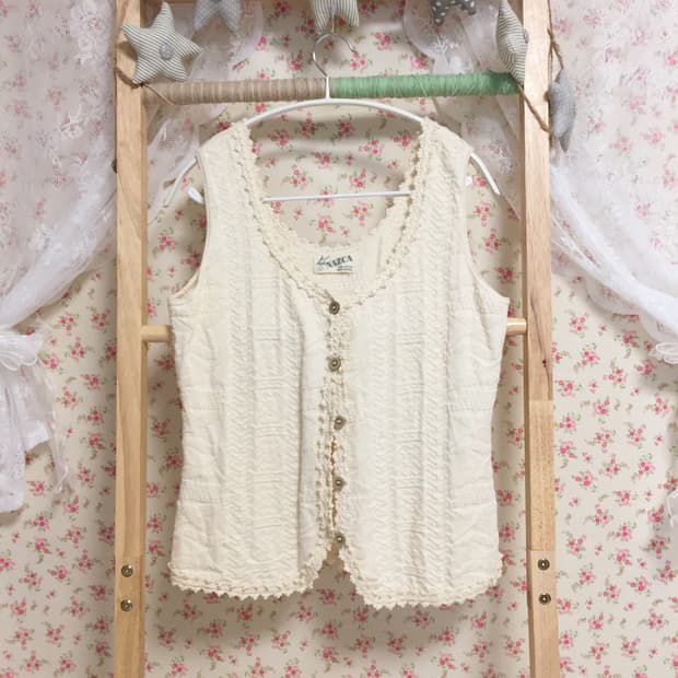 빈티지 모리걸 아이보리 니트 베스트