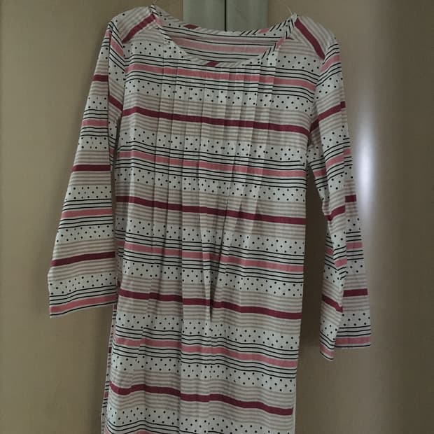 일본빈티지 플리츠 도트 블라우스 원피스 레이어드