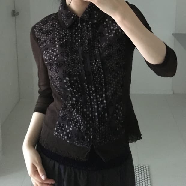dot floral sheer top