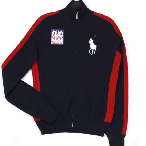 폴로 희귀 빅포니 치프키프 밴쿠버 올림픽 국가대표 라인 집업 니트