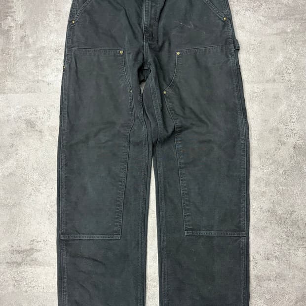 칼하트 블랙 더블니 워크 팬츠