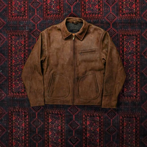 버드노트 누벅 파티나 스포츠 레더자켓, 브라운 44