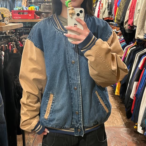 [HI] VTG 데님 바시티 자켓 진청