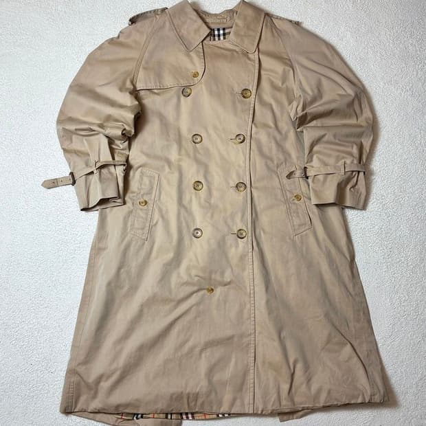 버버리 90's 더블브레스트 안감 노바체크 트렌치 코트 PN7530