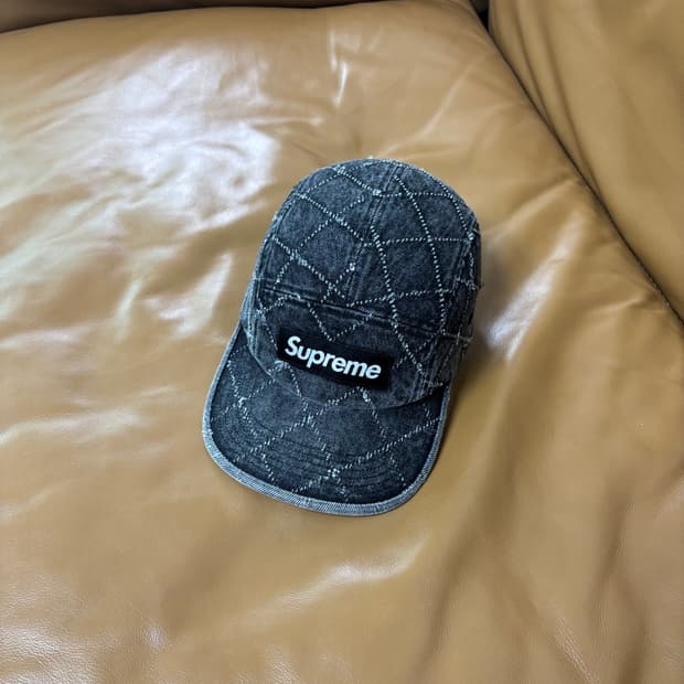 Supreme 슈프림 펀치드 데님 블랙 캠프캡 모자 Denim Black
