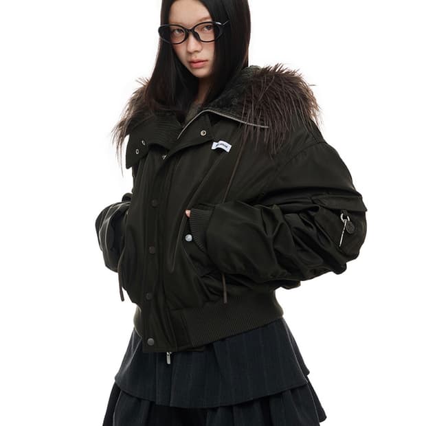 테스트메커니즘 카키 퍼 후드 블루종 L