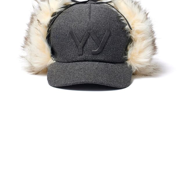 Open yy FAUX FUR EARFLAP CAP GRAY