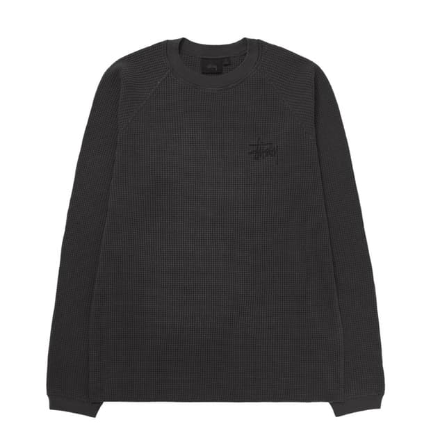 스투시 래글런 써멀 롱슬리브 크루 워시드 블랙 M