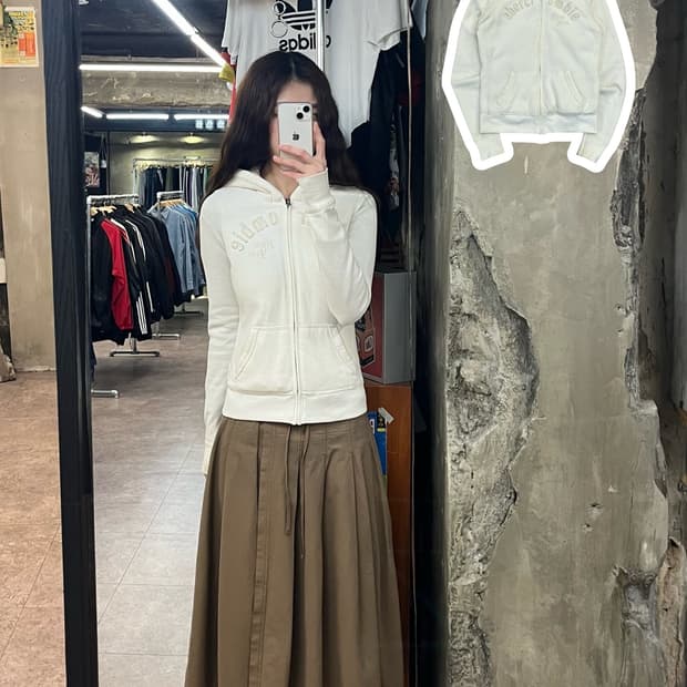 아베크롬비 양털 후드집업 화이트 키즈 L #csz2643