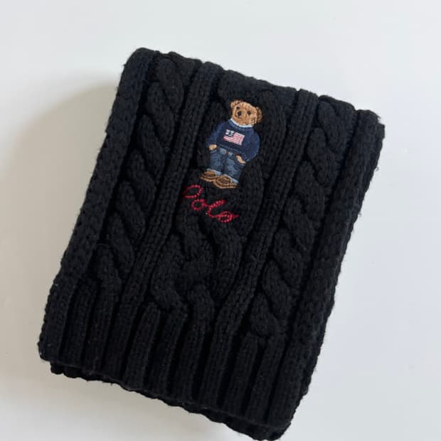 Polo 폴로 랄프로렌 베어자수 로고 블랙컬러 케이블 머플러