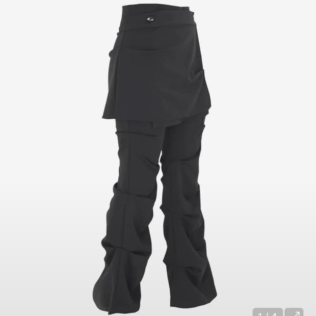 오호스 랩 오버 턱 팬츠 챠콜 1 Wrap Over Tuck Pants