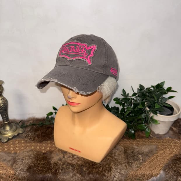 Von Dutch pink gray logo ball cap 