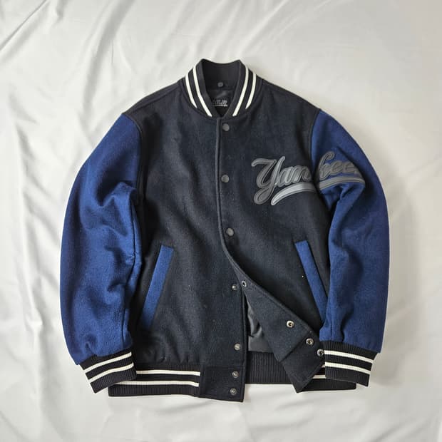 MLB 엠엘비 올드스쿨 뉴욕양키스 울 헤비봄버자켓 블루종 빈티지 m
