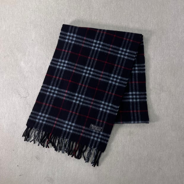 버버리 노바체크 램스울 네이비 머플러 