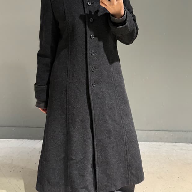 button point collar detail long coat