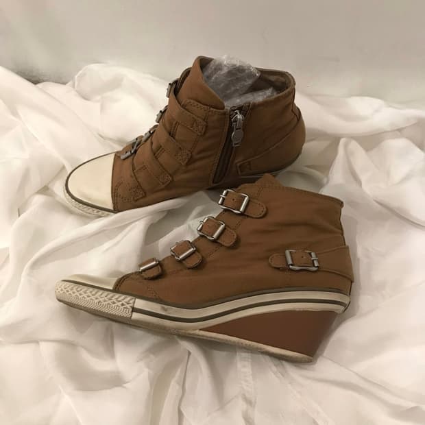 Ash 아쉬 갸루 카멜브라운 하이탑 웨지 스니커즈