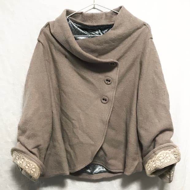 빈티지 너드 모리 사선 버튼 레이스 울 코트 자켓