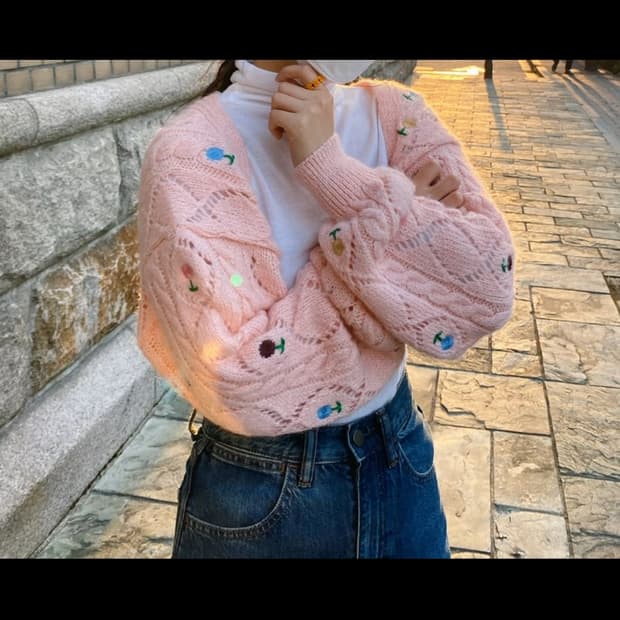 자라 플라워 니트 볼레로 가디건