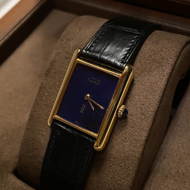 Cartier 까르띠에 머스트 탱크 블루 라피스 라줄리 LM 수동 와치