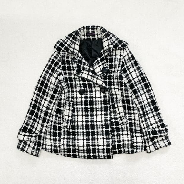 오네갸루 체크 갸루 숏코트