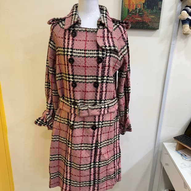 vtg 노바체크 울 트렌치 코트 