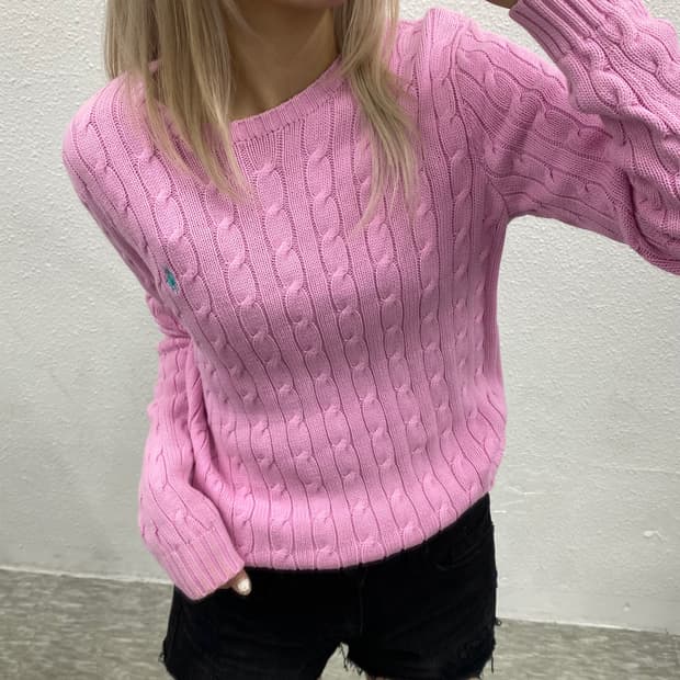 폴로 랄프로렌 민트포니 핑크 꽈배기 니트