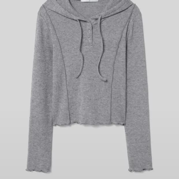 에잇세컨즈 후드 저지 티셔츠 라이트 그레이