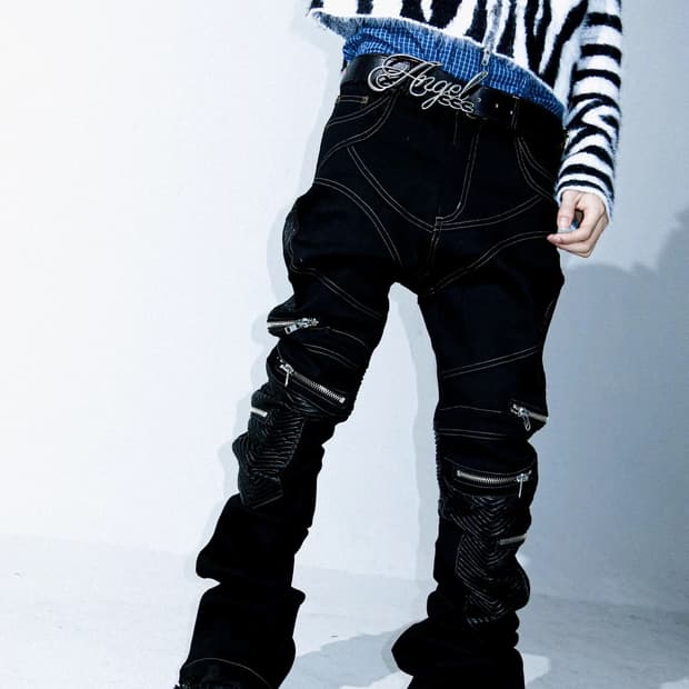 지퍼 디테일 바이커 팬츠