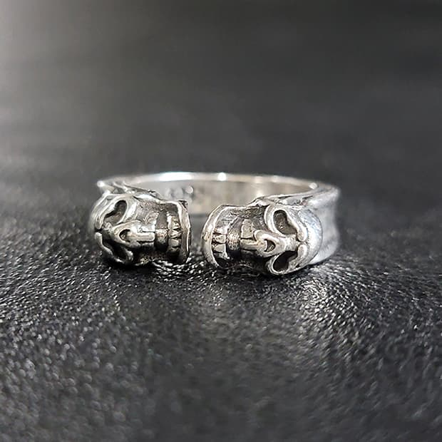 Mortalfold 실버 남자 엔틱 빈티지 명품 해골 반지