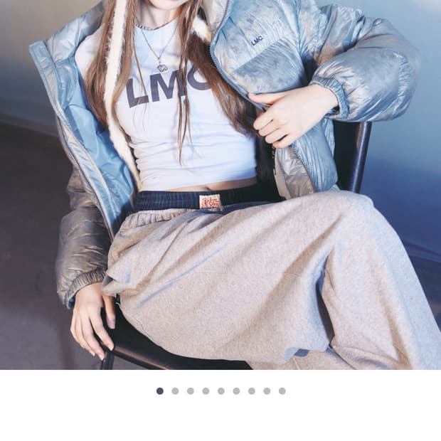 LMC X 키키 하음 씨스루 오버핏 패딩 애쉬그레이