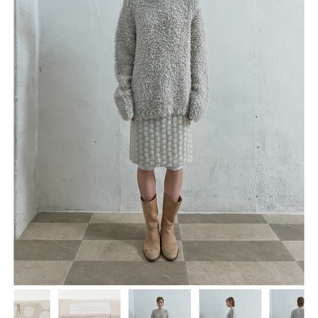 낫띵에브리띵 페블 자카드 미디스커트 