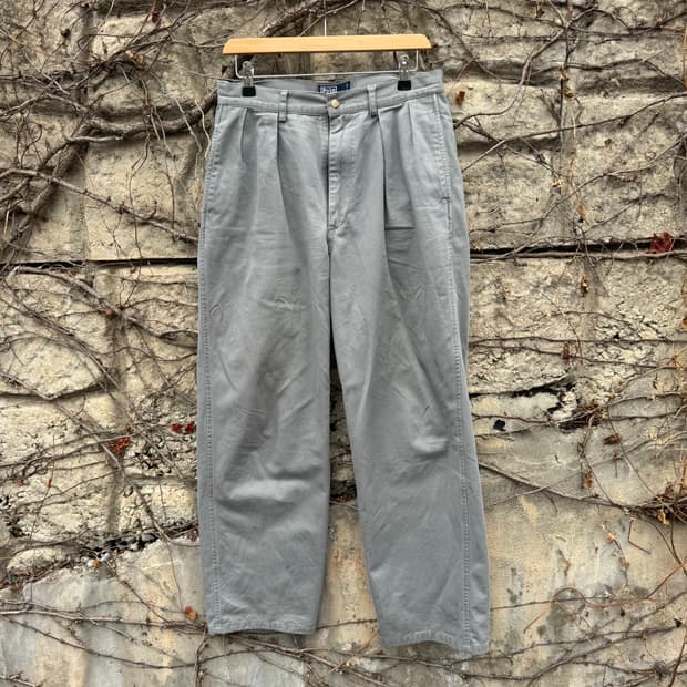 80~90s 폴로 랄프로렌 빈티지 올드라벨 투턱 치노 팬츠 그레이