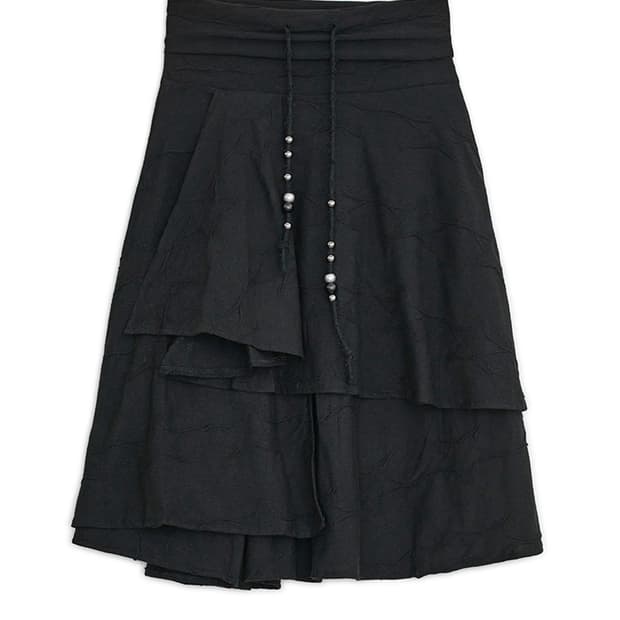 허그유어스킨 Star flayered midi skirt (Black)