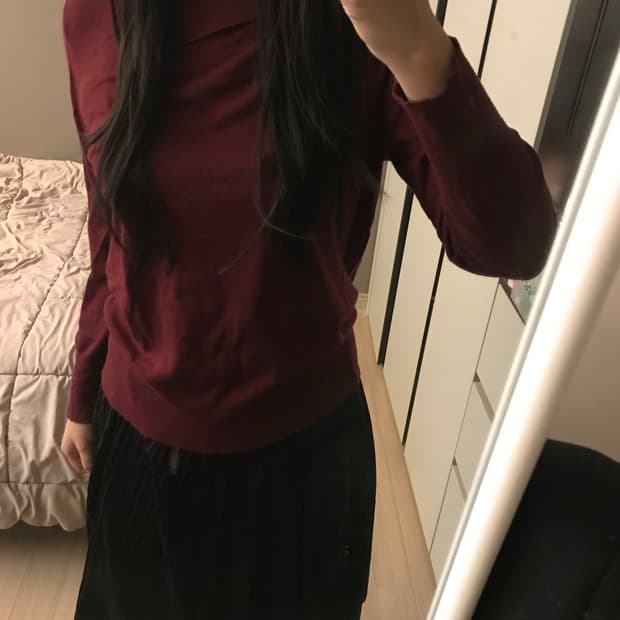 vtg 레드 사이드버튼 니트