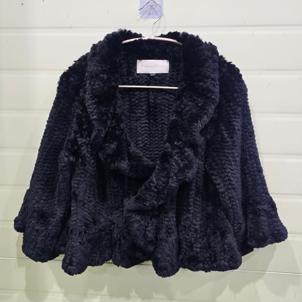 Platinum Blu:pepe 블랙 렉스 퍼 자켓