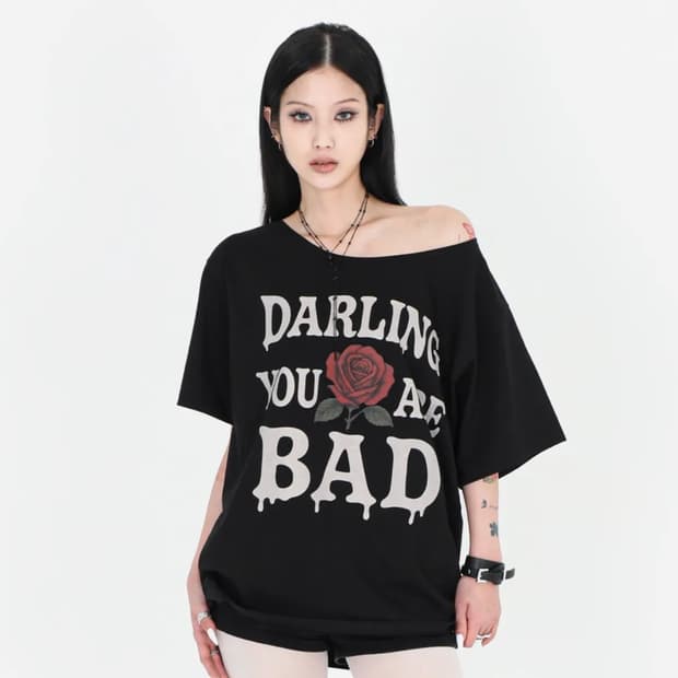 달링유어베드 MELTING ROSE TEE #BLACK