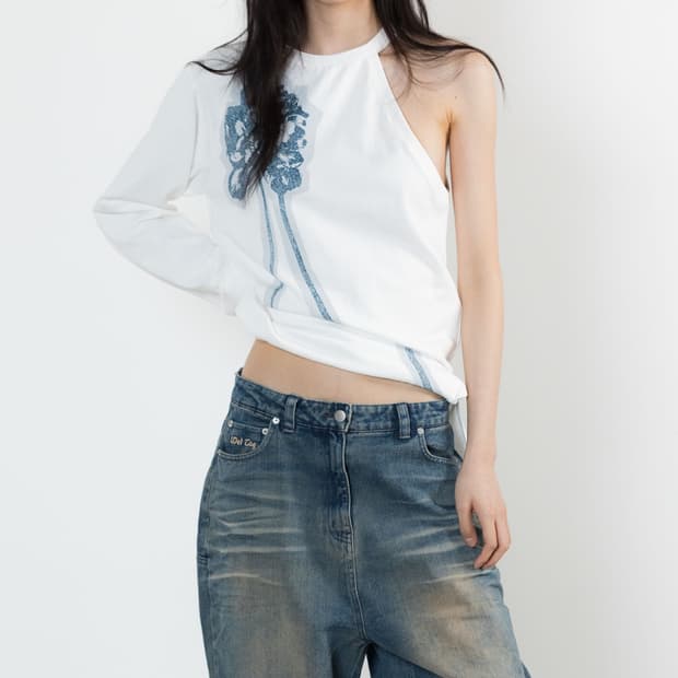 Wet tag FLOWER UNBALANCE TOP WHITE
