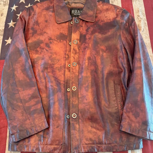 BOSS  램스킨  레더 자켓